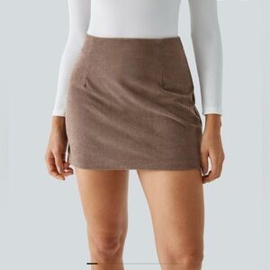 NWT Halara High Waisted Invisible Zipper 2-in-1 A Line Mini Corduroy Skirt